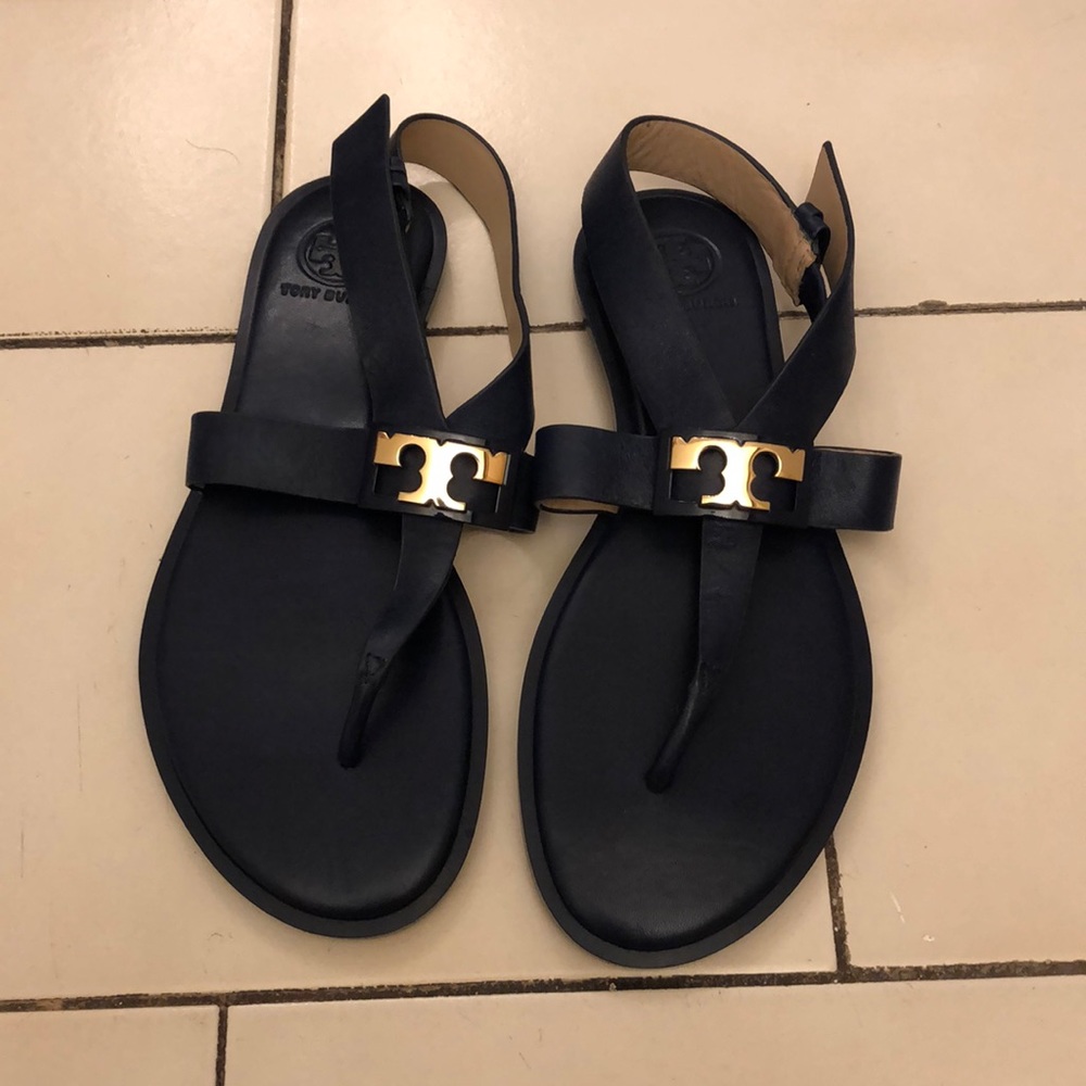 Tory Burch leather thong sandals size 5.5 in blue